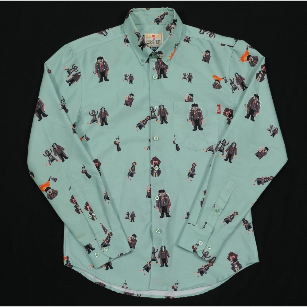 RSVLTS Home‎ Alone Wet Bandits Shirt Mens Small Long Sleeve Mint Green Oxford
